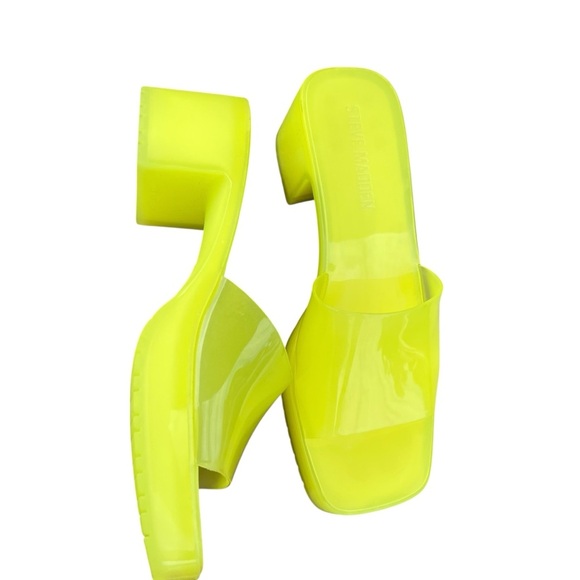 Steve Madden Harlin Chunky Block Heel Jelly Sandal Platform Y2K Neon Size 7 - Picture 4 of 5